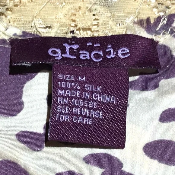 Gracie 100% Silk Leopard Print Lace & Beaded Trimmed Camisole. Sz Medium - Picture 7 of 9